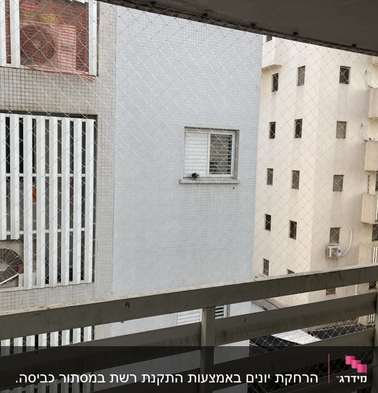 רשת למניעת כניסת יונים במרפסת בניין
